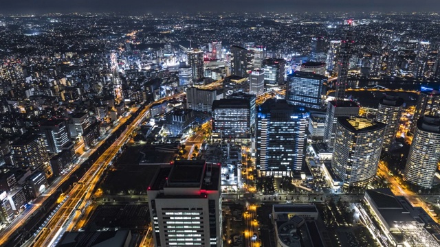 4K T/L WS河子:日落时分的横滨市，横滨，日本。视频下载