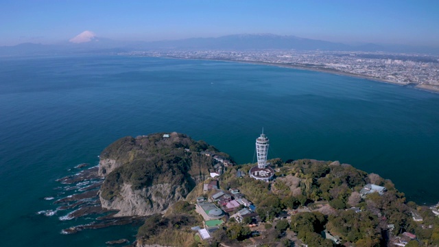 从湘南海滩来的富士山视频素材