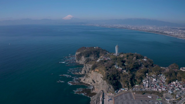 从湘南海滩来的富士山视频素材