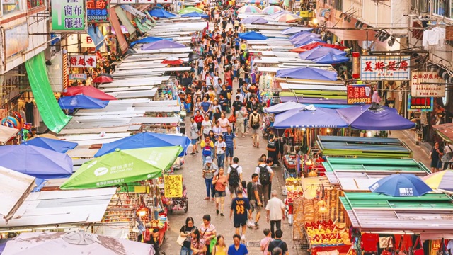 香港孟角传统街市的俯视图视频素材