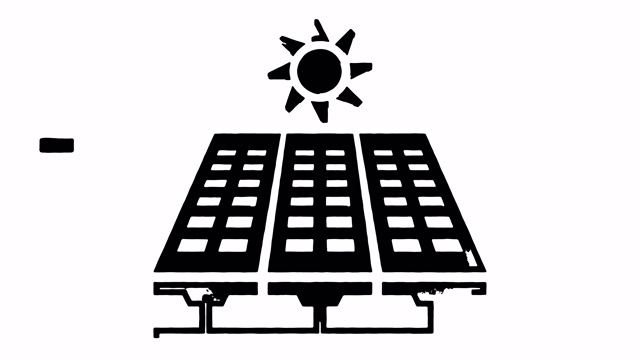 太阳能发电线绘制和墨水喷溅揭示动画与阿尔法视频素材