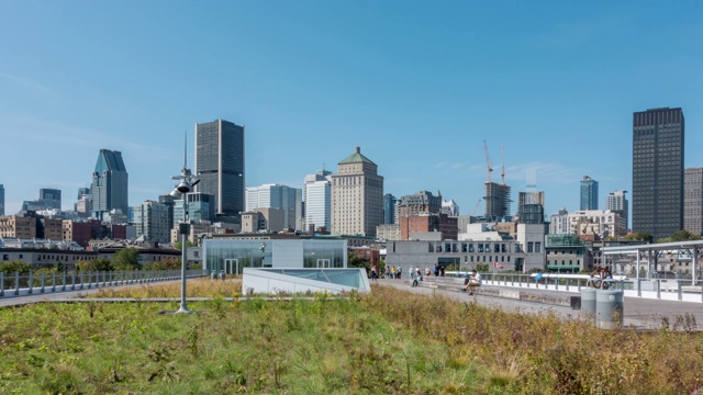 从加拿大俯视蒙特利尔市中心的天际线视频素材