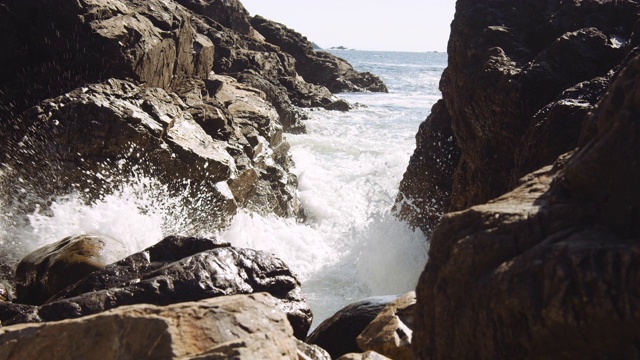 海浪冲击着温哥华岛的岩石视频素材