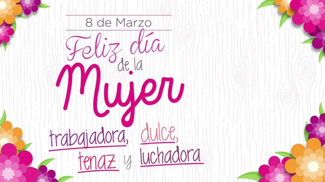 Feliz dia de la Mujer trabajadora, dulce, tenaz y trabajadora -西班牙语中工作、甜美、顽强和勤劳的妇女的快乐的一天-女人的手写着洋红色的文本，并在单词下面划线视频素材