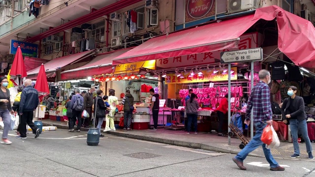 香港春杨街街市视频素材