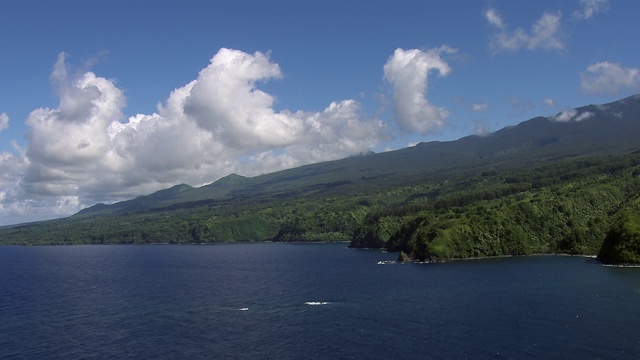 鸟瞰图太平洋和毛伊岛海岸线附近的Pua'a Ka'a州路旁在夏威夷群岛。视频素材