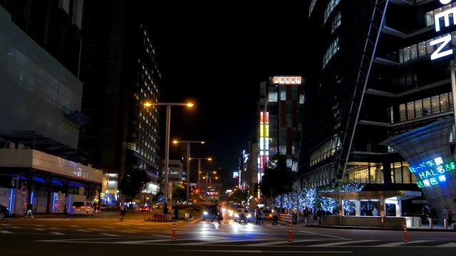 日本名古屋的街道夜景视频素材