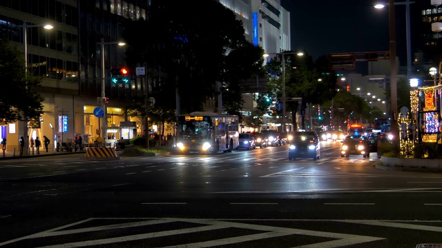 日本名古屋夜晚繁忙的街道视频素材