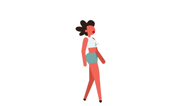 Stick Figure Figure象形图Color Woman Girl Character Walk Cycle卡通动画视频素材