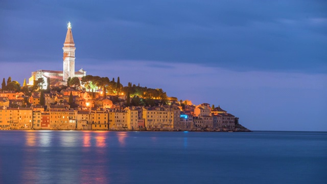 Rovinj老城和圣欧菲米亚大教堂，Rovinj，伊斯特里亚，克罗地亚视频素材