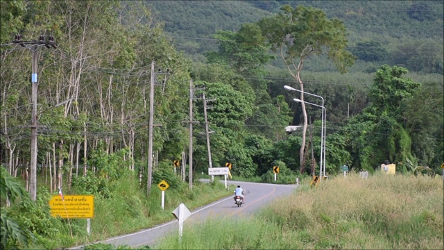 路穿过绿山视频素材