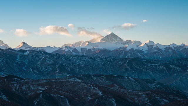 珠穆朗玛峰日出的空中时间流逝在基亚乌拉关，嘉乌拉关。视频素材