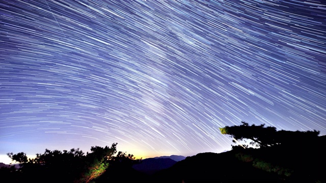 黄麻山/平川郡，庆尚南道，韩国夜空视频素材