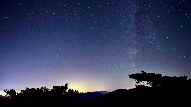 黄麻山/平川郡，庆尚南道，韩国夜空视频素材