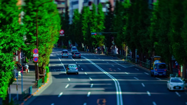 东京Oume大街上的一个微型城市街道的时间推移日间倾斜视频素材