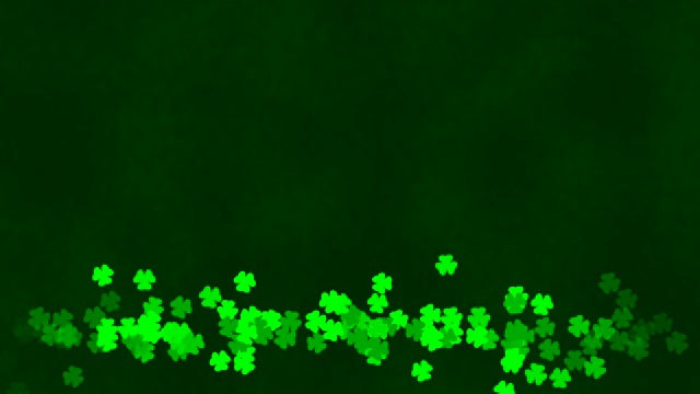 帕特里克日背景与三叶草叶图案。为了庆祝酒吧派对。3d渲染，循环4k视频素材