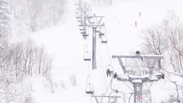 人们在滑雪场滑雪和单板滑雪。冬季运动与假期视频素材