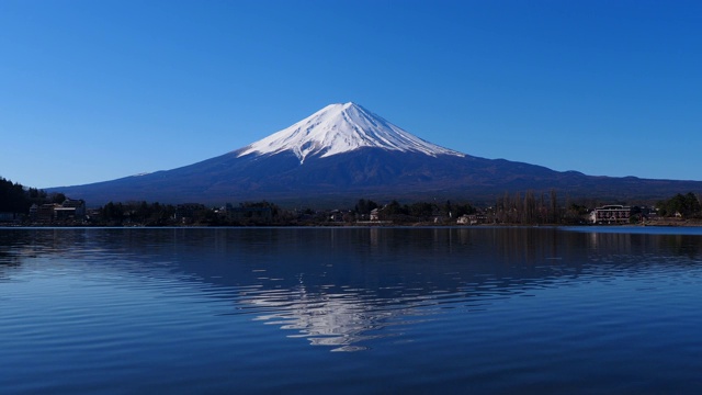 20200312倒置的富士山蓝天从yagaki从Kawaguchiko视频素材