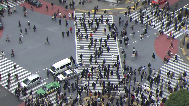 高角度，涩谷路口，东京，日本视频素材