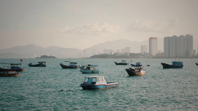 越南港口的渔船视频素材