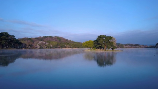 空中WS景观与湖泊，南子公园，白川，福岛县，日本视频素材