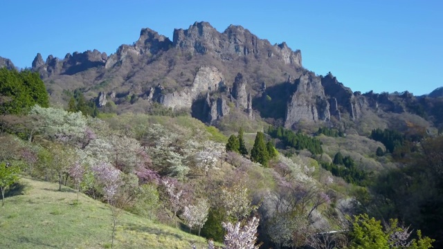 空中WS景观与山，山Myogi，群马县，日本视频素材