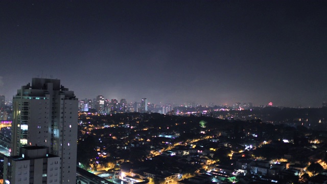 除夕夜在大城市燃放烟花庆祝视频素材