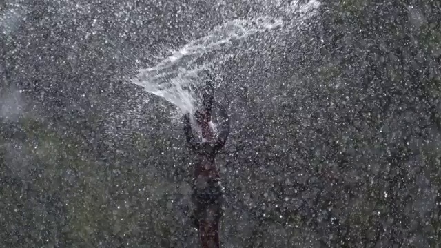 洒水车在花园里喷水视频素材