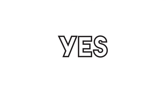 现代的“YES”线图标动画在白色的背景视频素材