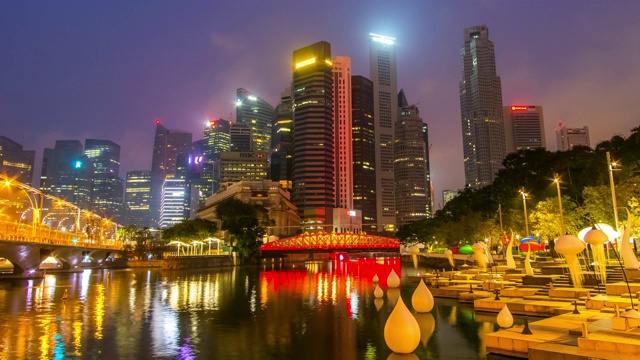 从白天到夜晚，摄影拍摄了新加坡的城市景观视频素材