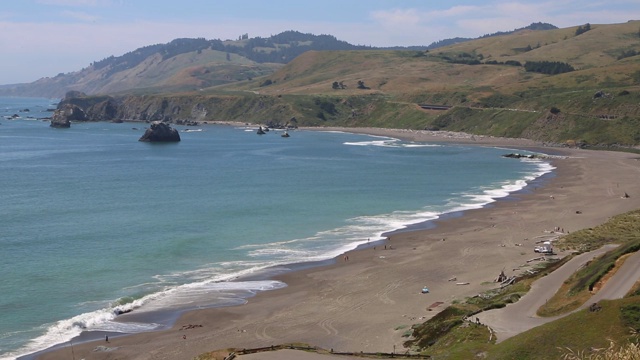 山羊岩石海滩视频素材