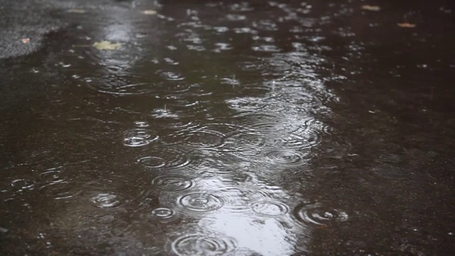 室外的雨，水坑，泥和雪视频素材