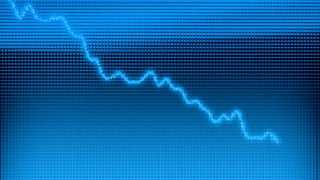 衰退或金融危机3d动画图表向下移动视频素材