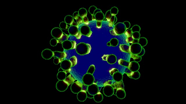 新型冠状病毒(COVID-19)医疗动画，黑色背景。视频下载
