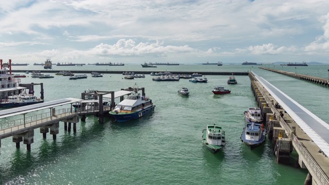 新加坡南码头大码头水上交通的时间流逝视频素材