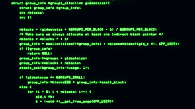 计算机屏幕终端上运行的程序代码。4 k视频素材