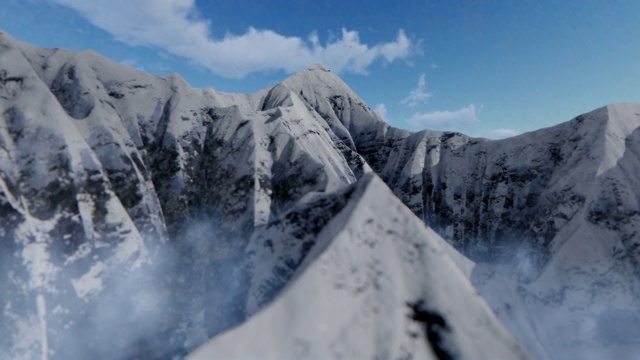 在大雪纷飞的冬日，高山深谷视频素材