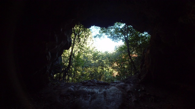 Cueva de la vaca, Viñales，古巴。人类走出洞穴视频素材