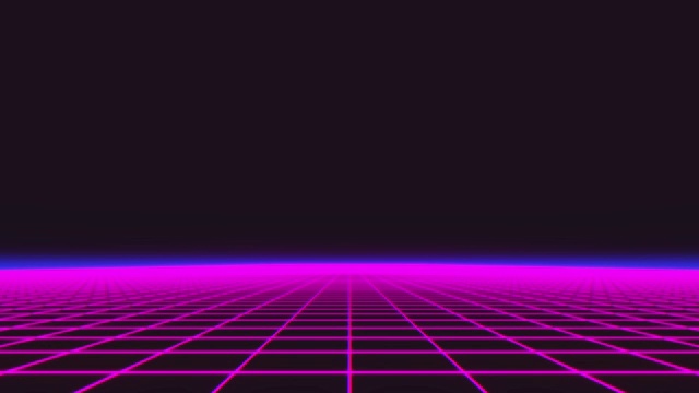 Synthwave线框网80年代复古未来主义背景3d插图渲染无缝循环视频素材