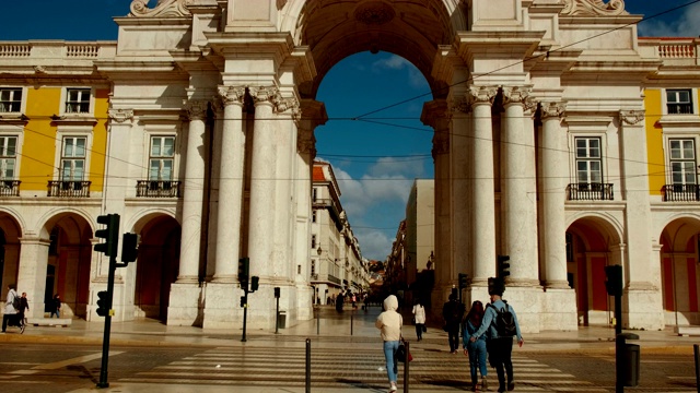 Rua Augusta Arch，里斯本，葡萄牙视频素材