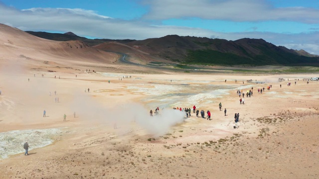 Namaskard和Hverir的空中:地热区域视频素材