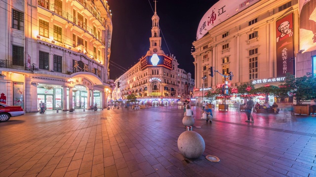 上海南京路夜景视频素材