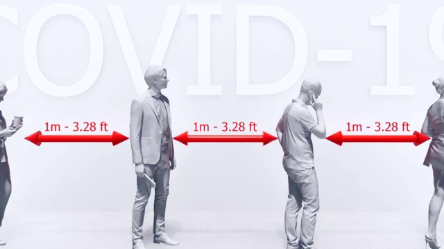 摘要COVID-19病毒三维图形概念中人们的安全保持距离视频素材