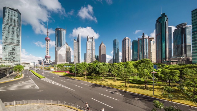 高架视野开阔的上海现代都市白天城市景观过渡视频素材