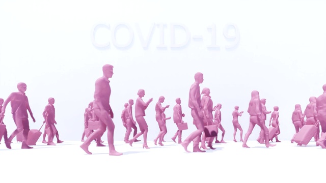 人群三维动画中抽象人群COVID-19病毒感染视频素材