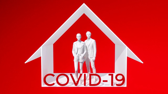 COVID-19大流行三维概念中的自我隔离视频素材