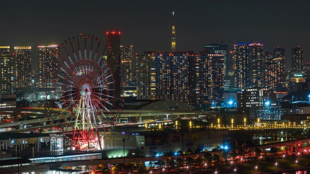 4K延时:东京天空树和日本天际线的夜间鸟瞰图视频素材