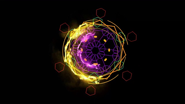 火的能量黄色强大的色彩和武器抽象的技术设计视频素材