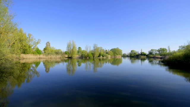 Altmühlsee春天的早晨，德国巴伐利亚州，弗兰科尼亚中部，Gunzenhausen的Muhr am See湖视频素材