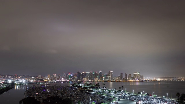 圣地亚哥夜晚天际线的时间流逝视频素材